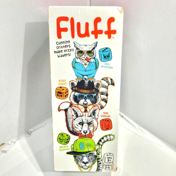 FLUFF DICE GAME CUNNING CRITTERS MAKE TRICKY BIDDERS  AGES 8+ NEW SEALED - Picture 1 of 9